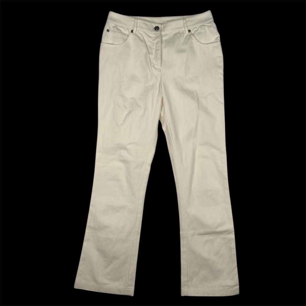 St John Sport Cream Pants 4 White 5 Pocket Straight Leg Quiet‎ Luxury Old Money